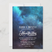 Starry Blue Nebel Modernes Wicca Handfasten Einladung (Vorderseite)