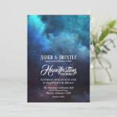 Starry Blue Nebel Modernes Wicca Handfasten Einladung (Stehend Vorderseite)