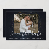 Starry Blue Night Sky Foto Save the Date Einladung (Vorne/Hinten)