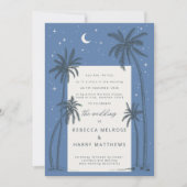 Starry blue Palm Trees boho Hochzeitseinladung Einladung (Vorderseite)