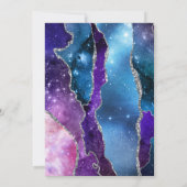 Starry Blue Pink Agate Silver Erste Heilige Kommun Einladung (Rückseite)