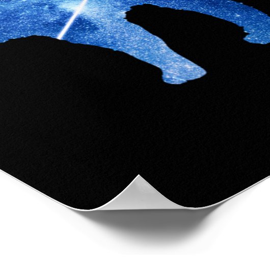 Starry Blue Shooting Star Cat Poster (Ecke)