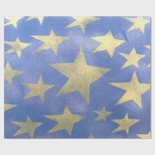 Starry Blue und Gold Geschenkpapier (Flach)