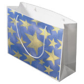 Starry Blue und Gold Große Geschenktüte (Rückseite Schrägansicht)