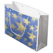 Starry Blue und Gold Große Geschenktüte (Vorderseite Schrägansicht)