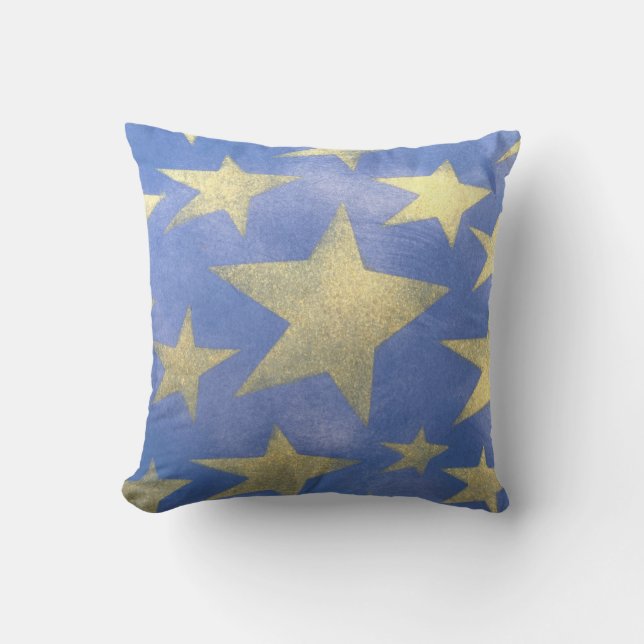 Starry Blue und Gold Kissen (Vorderseite)