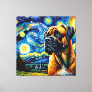 Starry Boerboel Dog Portrait - Portrait für Hausti Leinwanddruck