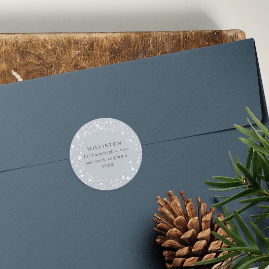 Starry Border Holiday Rücksendeadresse Runder Aufkleber