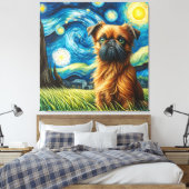 Starry Brussels Griffon Dog Portrait Leinwanddruck (Insitu (Schlafzimmer))