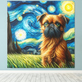 Starry Brussels Griffon Dog Portrait Leinwanddruck (Insitu (Holzboden))