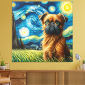 Starry Brussels Griffon Dog Portrait Leinwanddruck (Insitu (Wohnzimmer))