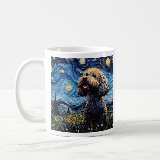 Starry Canine Elegance - Van Gogh's Vermächtnis in Kaffeetasse (Links)