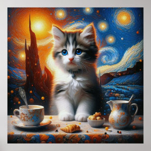 Starry Cat Liebe Poster