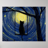 Starry Cat Night Canvas Print Poster (Vorne)