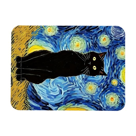 Starry Cat Night Magnet (Horizontal)