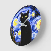 Starry Catty Night Round Clock Runde Wanduhr (Winkel)