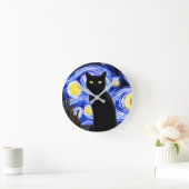 Starry Catty Night Round Clock Runde Wanduhr (Zuhause)