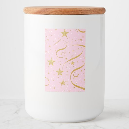 Starry Charm - Pink & Gold Star Storage Jar Lebensmitteletikett (Vorderseite)