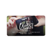Starry Cheers Brush Script New Year Foto-Adresse Adressaufkleber (Vorne)