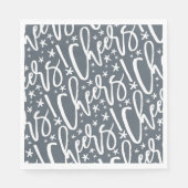 Starry Cheers Brush Script Pattern Modernes Neues Serviette (Vorderseite)