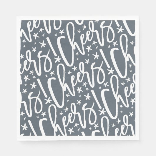 Starry Cheers Brush Script Pattern Modernes Neues Serviette (Vorderseite)