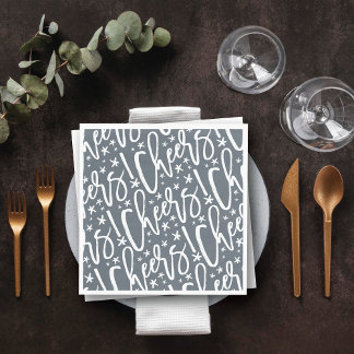 Starry Cheers Brush Script Pattern Modernes Neues  Serviette