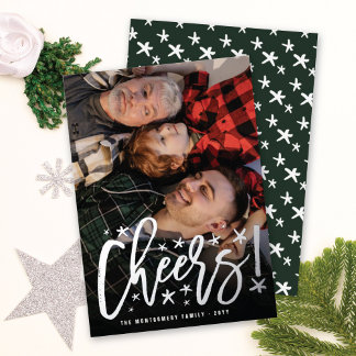 Starry Cheers Pinselstriche Modernes Neujahrs-Foto Folien Feiertagskarte