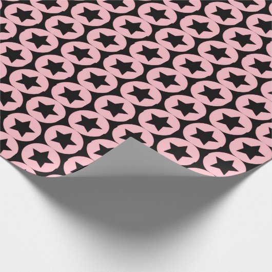 "Starry Chic Pink & Black Gift Wrap" Geschenkpapier (Ecke)