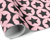 "Starry Chic Pink & Black Gift Wrap" Geschenkpapier (Rolleneckpunkt)