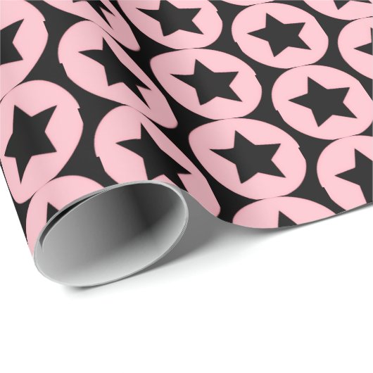 "Starry Chic Pink & Black Gift Wrap" Geschenkpapier (Rolleneckpunkt)