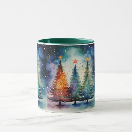 Starry Christmas Night Keramik Tasse (Zentrum)