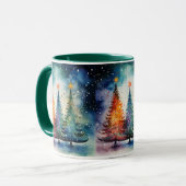 Starry Christmas Night Keramik Tasse (Vorderseite Links)