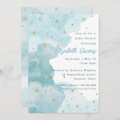 Starry Clouds - Blue-Baby Dusche Einladung (Vorne/Hinten)