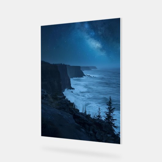 Starry Coastal Night - Serene Milky Way Ocean View Acrylschild (Winkel)