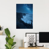 Starry Coastal Night - Serene Milky Way Ocean View Poster (Heimbüro)