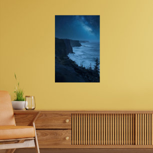Starry Coastal Night - Serene Milky Way Ocean View Poster
