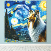 Starry Collie Dog Portrait - Portrait für Haustier Leinwanddruck (Insitu (Holzboden))