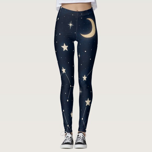 Starry Constellation Sky - HimmelsNachtmuster Leggings (Vorderseite)