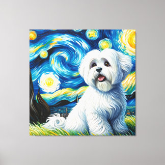 Starry Coton de Tulear Dog Portrait - Portrait für Leinwanddruck