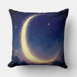 Starry Crescent Moon Throw Kissen
