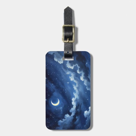 Starry Crescent Sky Gepäckanhänger (Vorderseite vertikal)