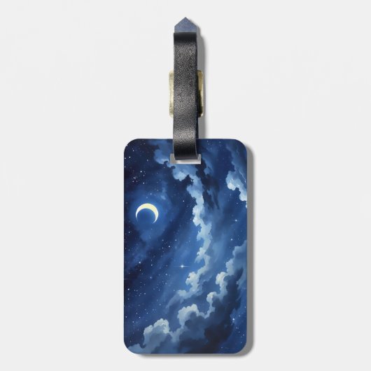 Starry Crescent Sky Gepäckanhänger (Rückseite vertikal)