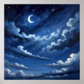 Starry Crescent Sky Poster - Illustrationsstil (Vorne)