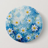 Starry Daisies on Midnight Blue Button (Vorderseite)