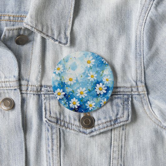 Starry Daisies on Midnight Blue Button (Beispiel)