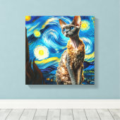 Starry Devon Rex Cat Portrait - Portrait für Haust Leinwanddruck (Insitu (Holzboden))