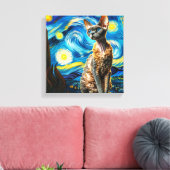 Starry Devon Rex Cat Portrait - Portrait für Haust Leinwanddruck (Insitu (Wohnzimmer))