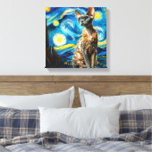 Starry Devon Rex Cat Portrait - Portrait für Haust Leinwanddruck (Insitu (Schlafzimmer))