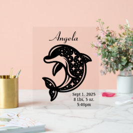 Starry Dolphin Birth Ankündigung Acrylschild