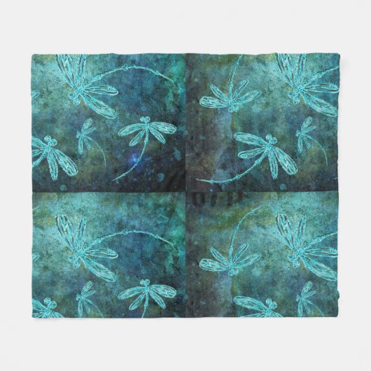 Starry Dragonfly Night Fleecedecke (Vorderseite (Horizontal))